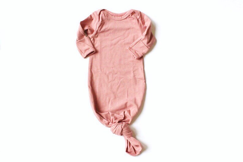 Girl Clothes Mauve Baby Take Home Outfit Newborn Girl Coming Home Outfit Layette Gown Knotted Bottom Baby Shower Gift Newborn Sleeper