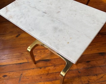 Mid-Century Modern Marble Top Side Table - Danish Style