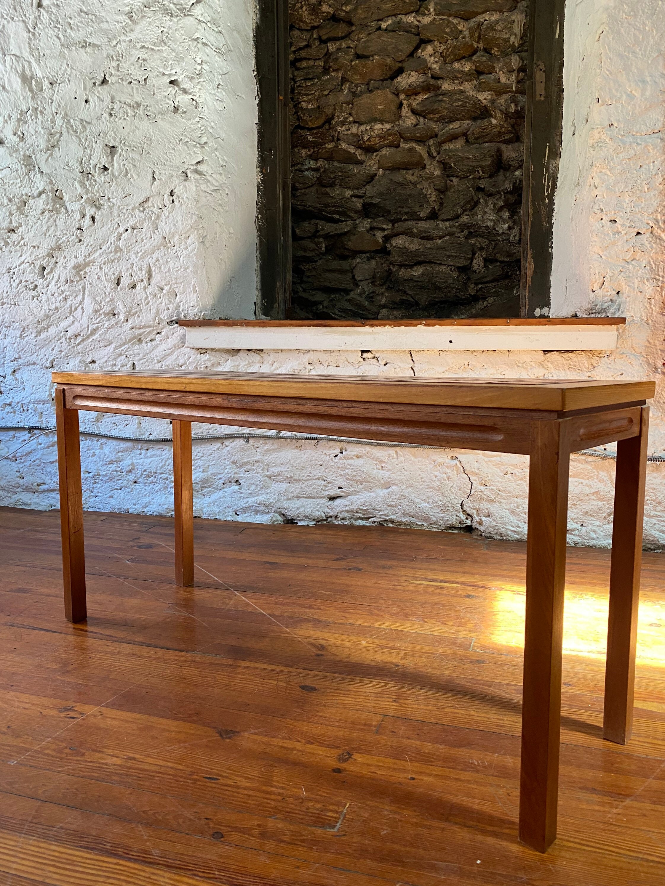 Mid Century Console Table Danish Modern Tile Top Sofa Table Etsy
