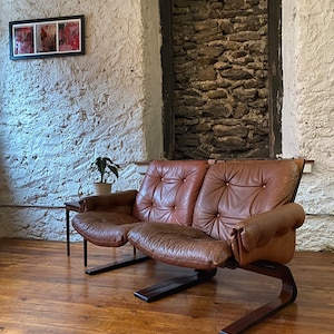 Mid century lounge chair Scandinavian modern sling chair siesta loveseat