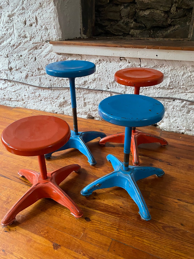 Mid century adjustable stool industrial kitchen stools mid cent modern stools a pair image 4