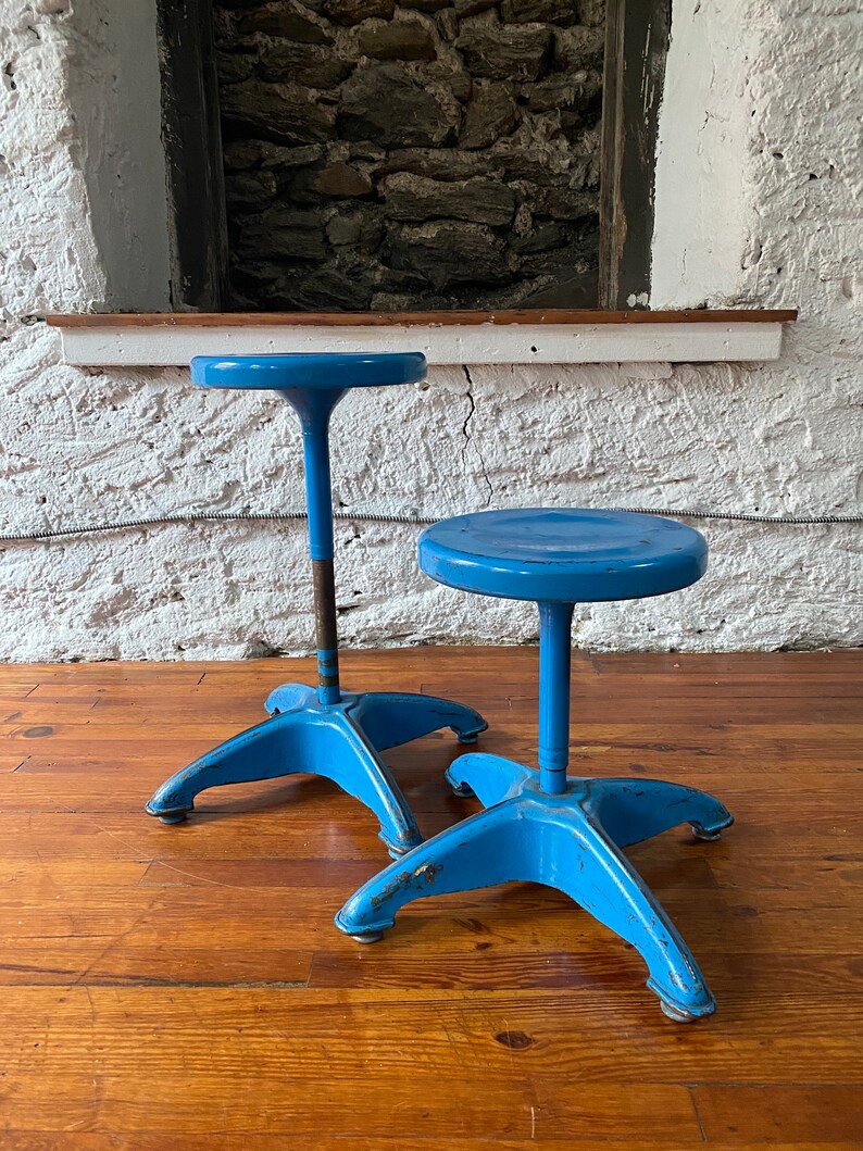 Mid century adjustable stool industrial kitchen stools mid cent modern stools a pair image 1