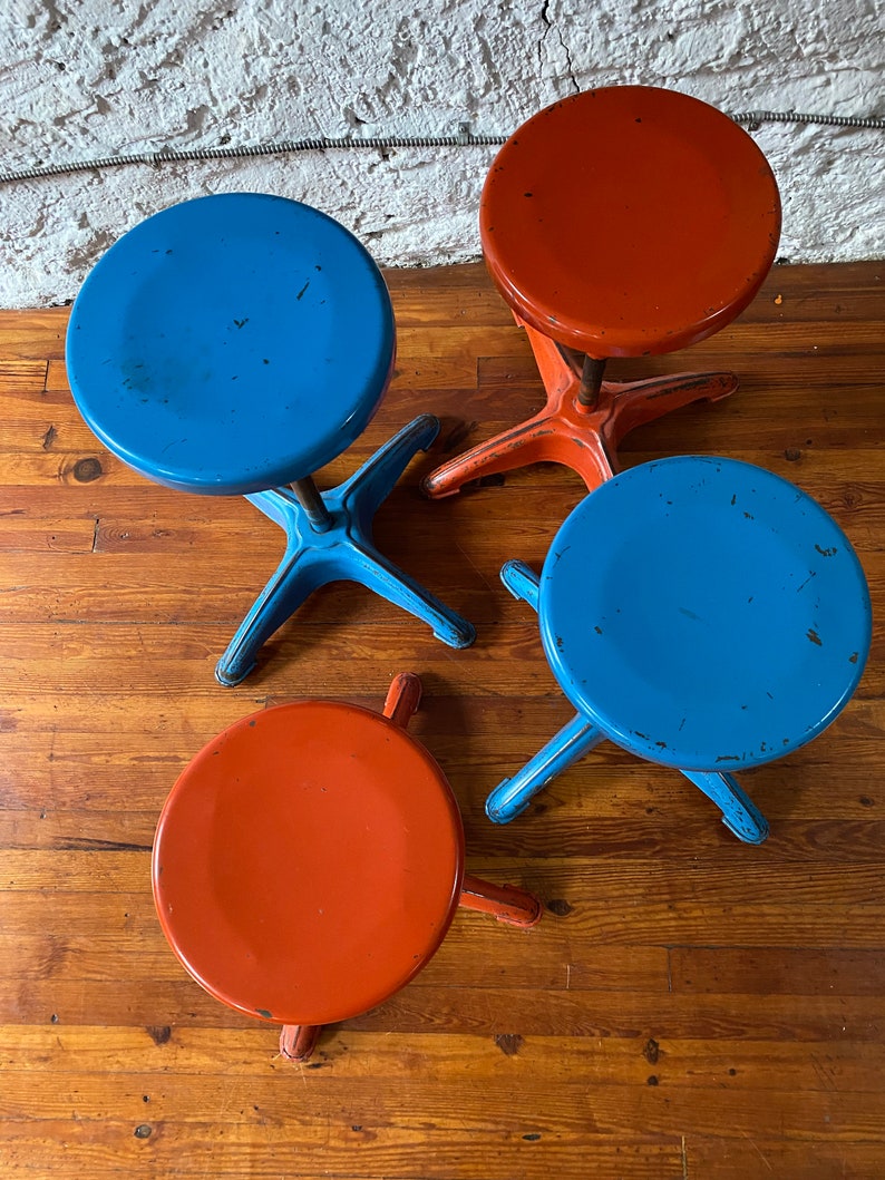 Mid century adjustable stool industrial kitchen stools mid cent modern stools a pair image 3