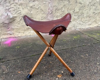 Danish Modern Walnut Side Chair mid century tripod stool