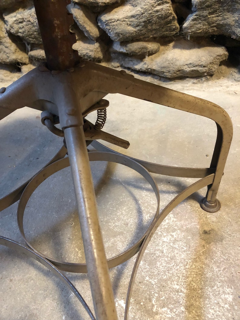 Industrial drafting stool Toledo drafting stool post war industrial work stool