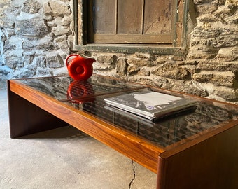 Mid century coffee table Danish modern coffee table mid century rosewood and glass coffee table