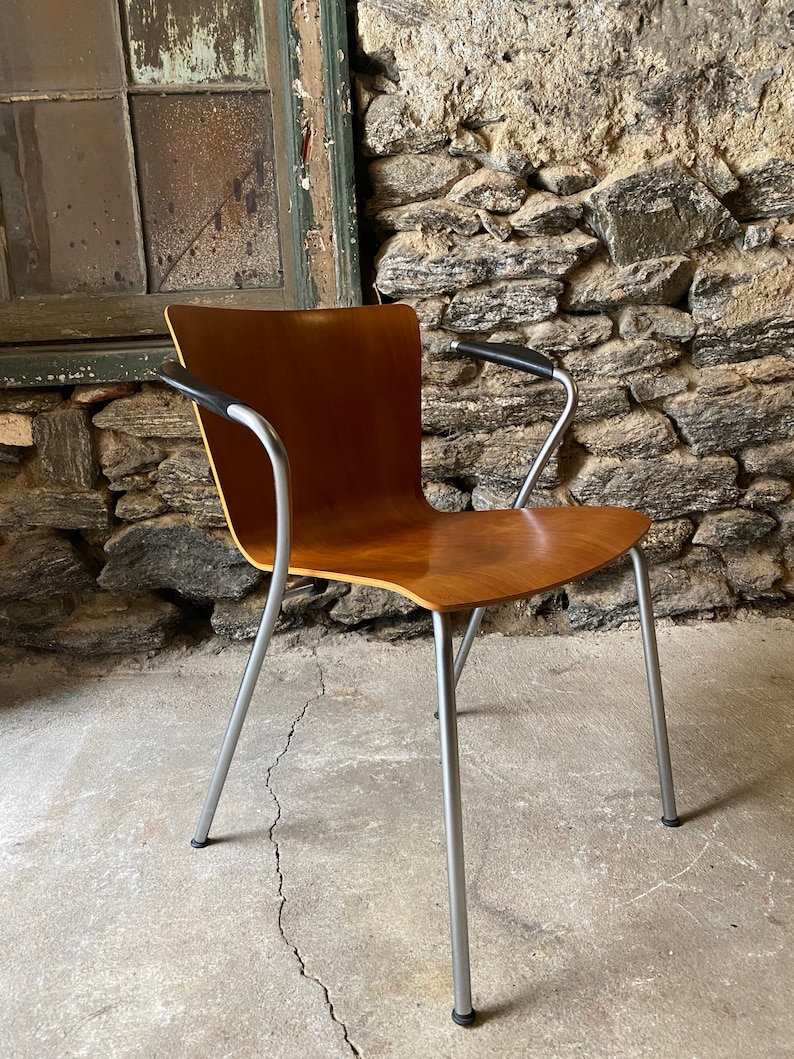 Mid century modern arm chair Fritz Hansen Arne Jacobsen Knoll studio arm chair mid century accent chair image 6