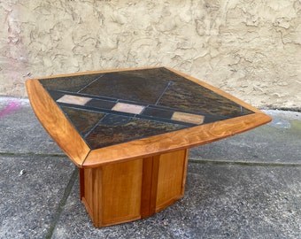 Mid century end table Danish modern side table mid century mosaic tile top table