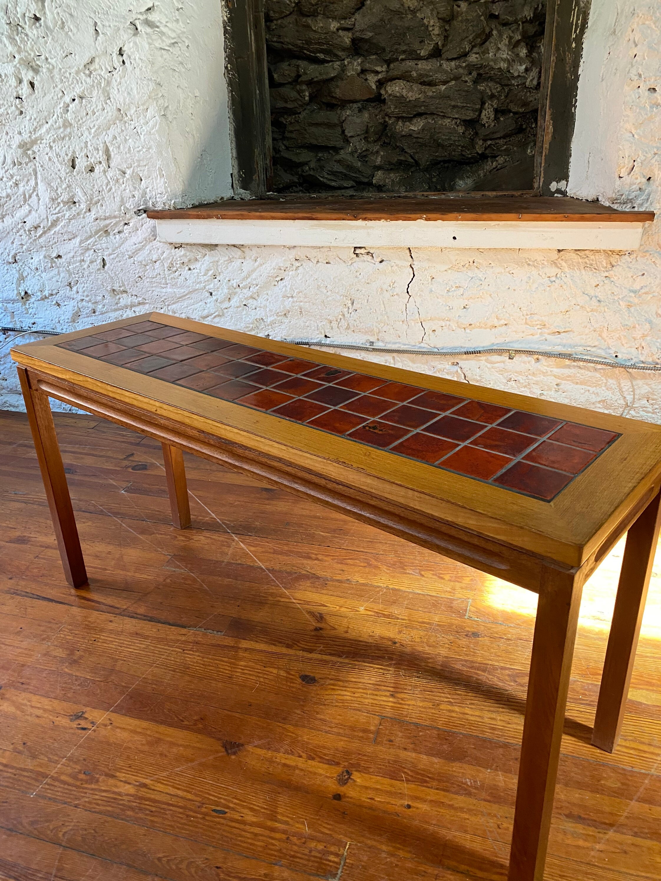 Mid century console table Danish modern tile top sofa table Etsy