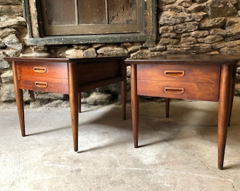 Mid century modern end tables Lane end tables danish modern end tables a pair