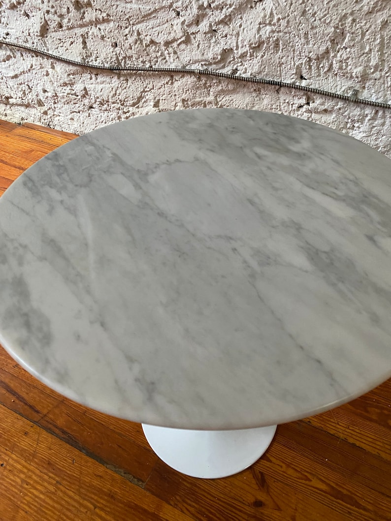 Mid century end table marble tulip side table Sarinen style end table a pair image 7