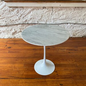 Mid century end table marble tulip side table Sarinen style end table a pair image 5