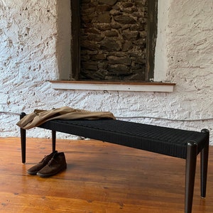 Mid century bench Danish modern rope bench