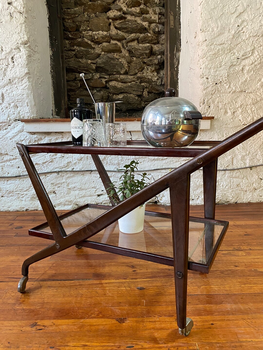 Mid Century Bar Cart Mid Century Glass Top Bar Cart Mid Century Modern Tea Cart Etsy