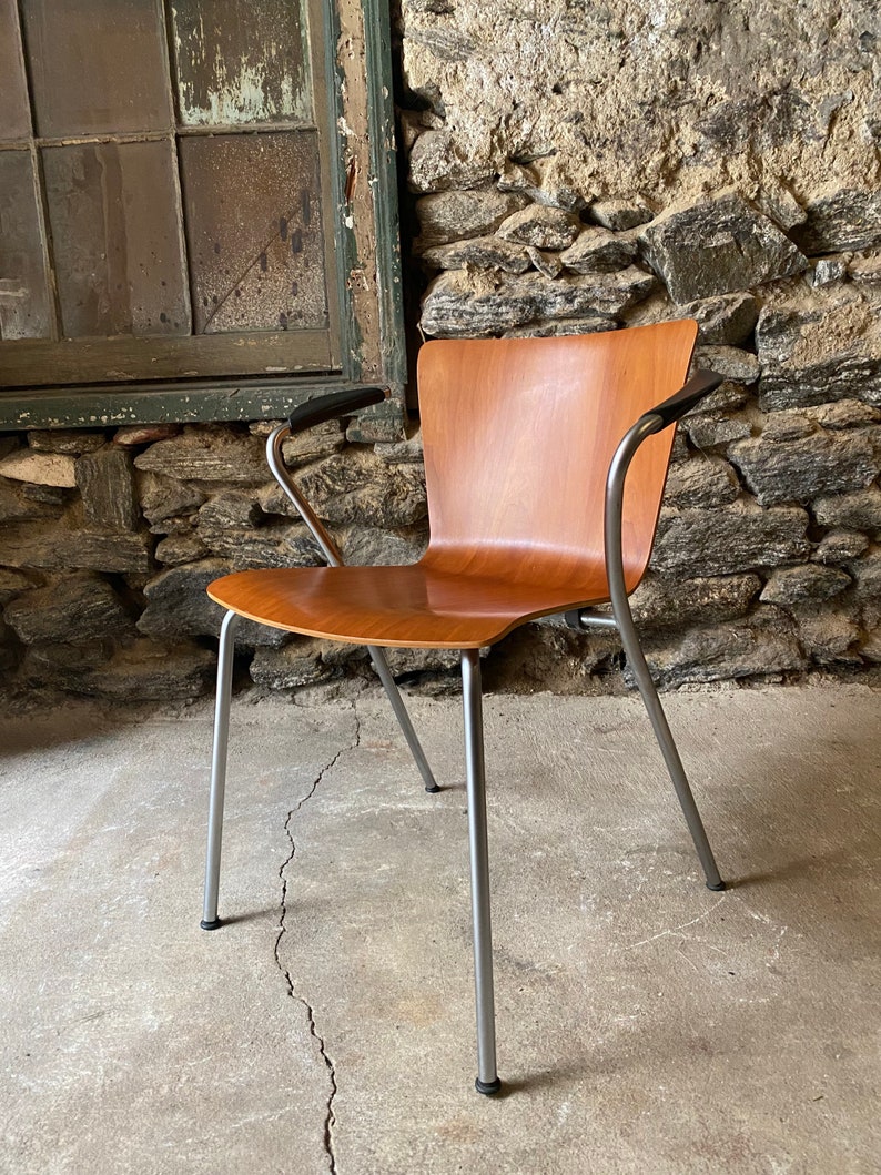 Mid century modern arm chair Fritz Hansen Arne Jacobsen Knoll studio arm chair mid century accent chair image 1