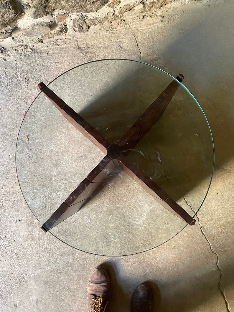 Mid century end table Danish modern side table glass top table image 2