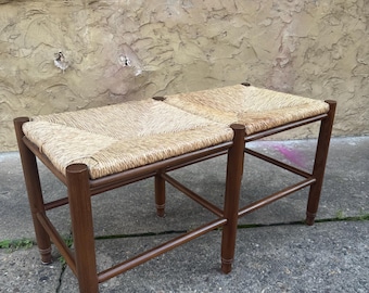 Mid Century Modern Slat Bench: Danish Walnut Coffee Table