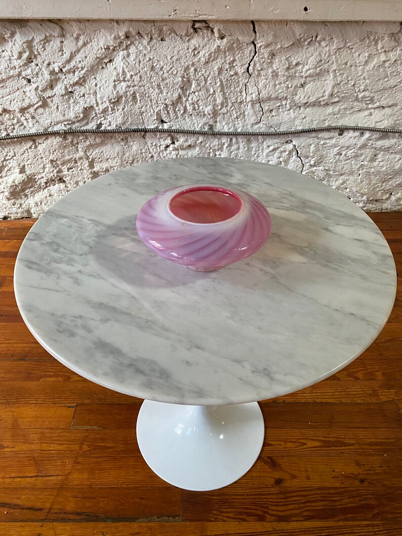 Mid century end table marble tulip side table Sarinen style end table a pair image 9