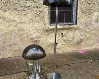Mid Century Modern Globe floor Lamp: Chrome Base, Plastic Shade