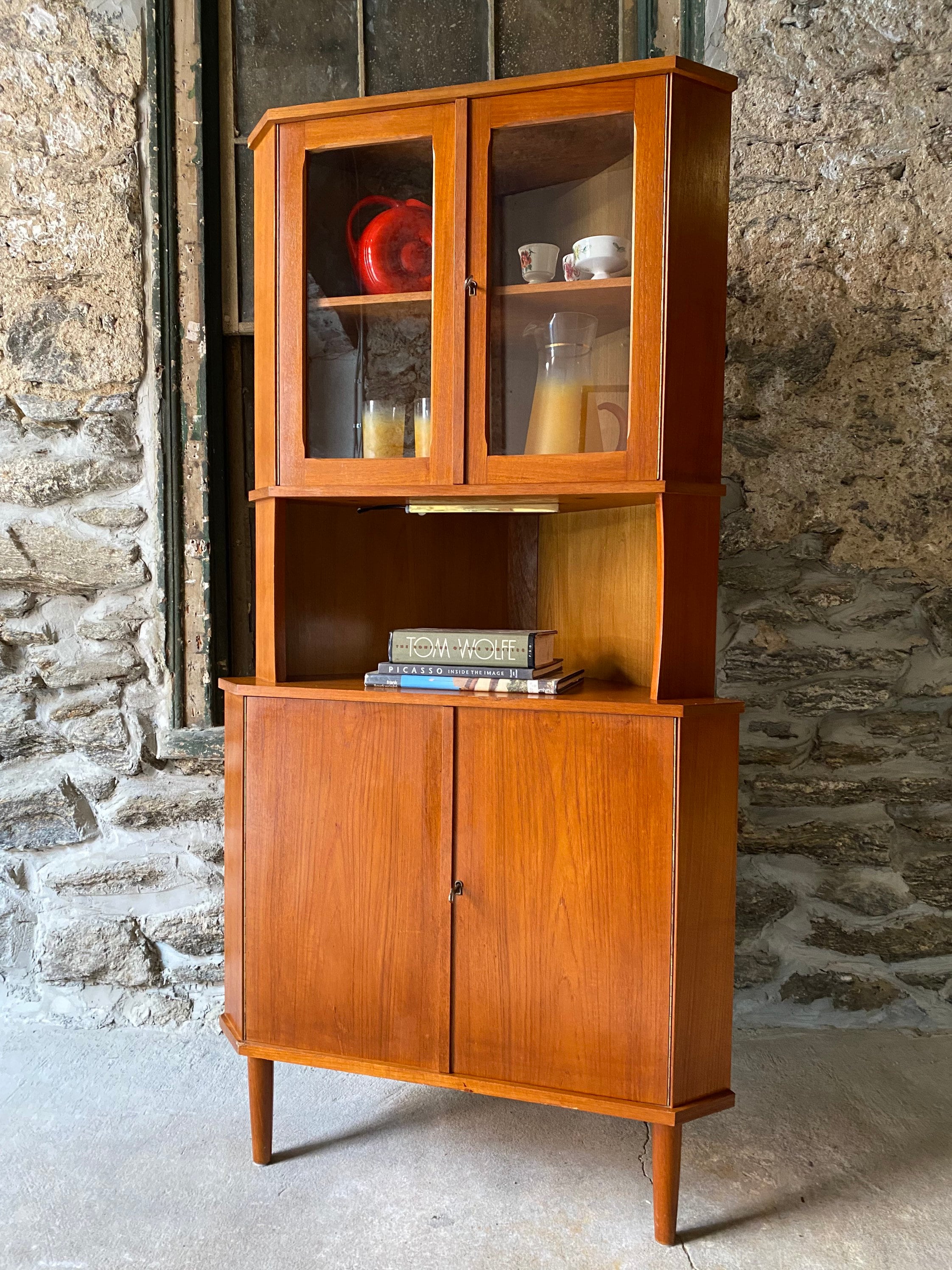 Mid Century Curio Cabinet Danish Modern Corner Cabinet Mid Century