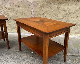 Lane Mid Century Modern Walnut End Tables (Pair) – Danish Style Tapered Legs