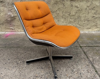 Mid Century Orange Upholstery Desk Chair by Eero Saarinen for Knoll