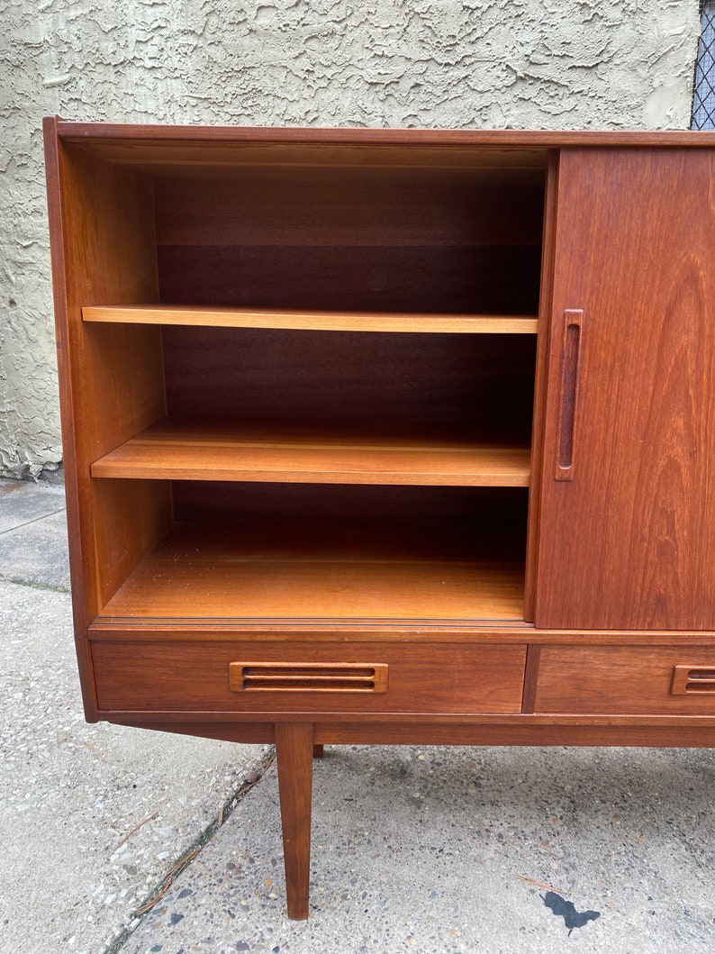 Mid century credenza Danish modern sideboard mid century tall cabinet image 2