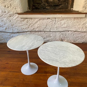 Mid century end table marble tulip side table Sarinen style end table a pair image 2