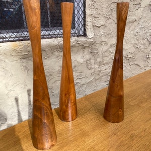Mid century candelstick holder Danish modern teak candle holder