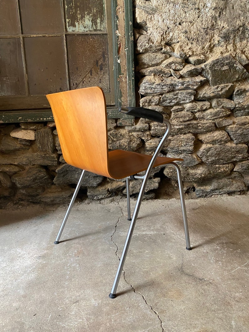 Mid century modern arm chair Fritz Hansen Arne Jacobsen Knoll studio arm chair mid century accent chair image 4