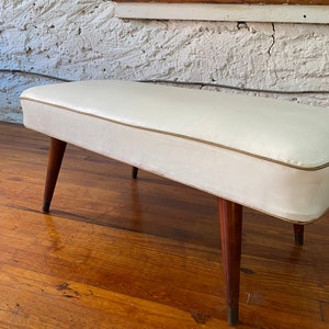 Mid Century Ottoman Long Bench Seaté Tufted Vinyl Vintage 60's