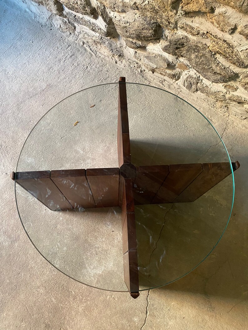 Mid century end table Danish modern side table glass top table image 6