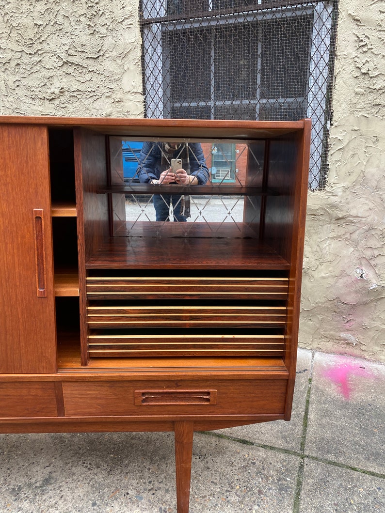 Mid century credenza Danish modern sideboard mid century tall cabinet image 4