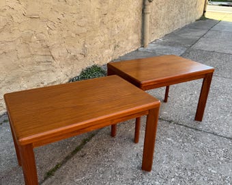 Danish Modern Teak End Table Pair – Mid Century Stamped Denmark Legs