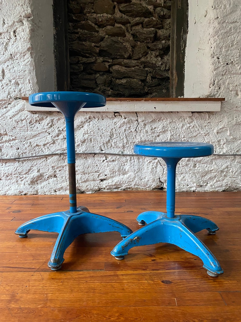 Mid century adjustable stool industrial kitchen stools mid cent modern stools a pair image 2