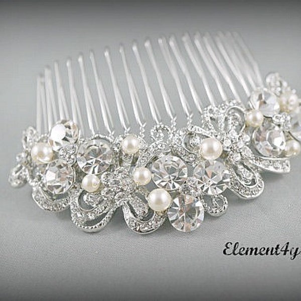 Bruids kam Rhinestone haar kam, bruiloft zilveren kam, bruid haar kam, hoofd stuk van de bruiloft, bruids Strass kam, bruiloft zendspoel kam