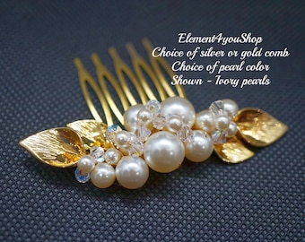 Calla Lily Bridal Hair Comb | Pearls & Crystals, Silver or Gold