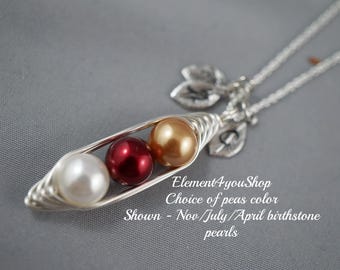 Personalized Sweet Pea Pearl Necklace | Birthstone & Initial Charm