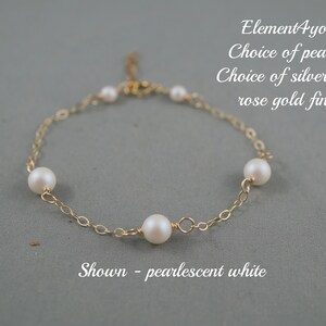 Bridal Bracelet | Swarovski White Ivory Pink Pearls | Delicate Floating Jewelry | Bridesmaid Gift | Maid of Honor Bracelet | Wedding Silver