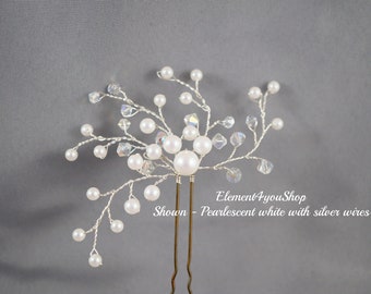 BRIDAL hair accessories Mickey inspired Disney theme wedding hair pin hair piece pearlescent pearls vines Silver rose gold wire Wedding