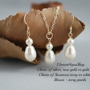 Sieradenset bruidsmeisje | Hanger ketting en oorbellen | Bruidsparelset | Roségouden sieraden | Cadeau bruidsmeisje | Swarovski-sieraden bruiloft
