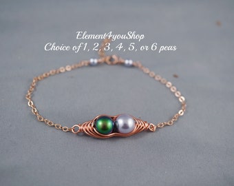 Rose Gold Peas in a Pod Bracelet | Birthstone Jewelry