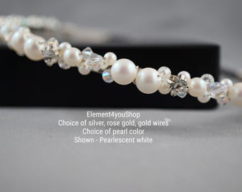 Bridal Pearl Crystal Headband | Handmade Wedding Hair Accessory