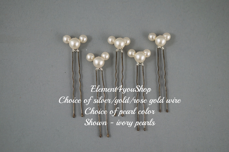 HAIR PINS Hair pieces, Hidden Mickey Mouse Theme Weddings, Bridal Hair Pins, Wedding Hair Accessories, Bridesmaid set of 5 画像 7