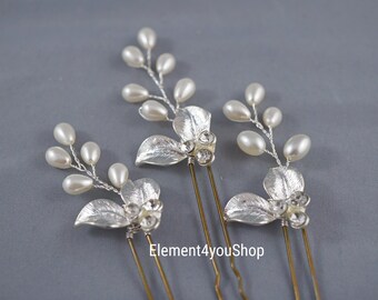 Silver Leaf Hair Pins | Bridal Hair Vine | Wedding Hair Comb | Bridal Hair Pins | Wedding Hair Piece | Handmade Bridal Hair Clip Gift Bride