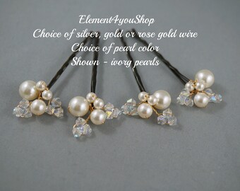 Wedding Clips | Bridal Hair Accessory | Ivory Pearlescent White Pearl | Bridesmaid Hair Do | Fall Wedding Headpiece | Hairstylist set of 4