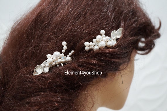 Wedding Bridal Set of 2 Hair Combs | Calla Lily Pearl Comb  display picture 1