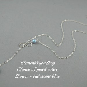 Sterling Silver Infinity Necklace | Wedding, Birthday, Anniversary Gift | Custom Swarovski Pearl | Delicate Everyday Jewelry for Friends
