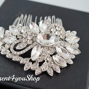 Rhinestone Hair Comb | Bride Headpiece | Silver Crystal Hair Accessory | Sparkly Wedding Hair Piece | Formal Crystal Hair Piece