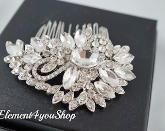 Rhinestone Hair Comb | Bride Headpiece | Silver Crystal Hair Accessory | Sparkly Wedding Hair Piece | Formal Crystal Hair Piece